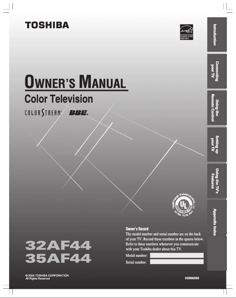 Page n°1 - Manuel utilisateur Toshiba 35AF44