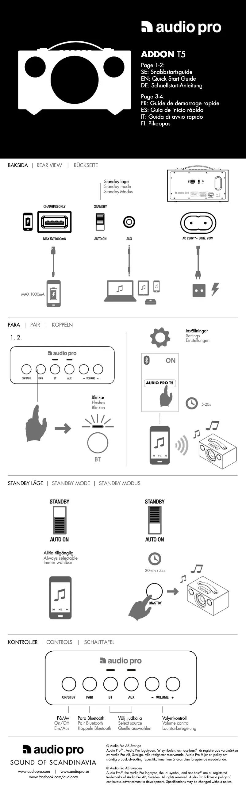 Page n°1 - Manuel utilisateur Audio Pro Addon T5