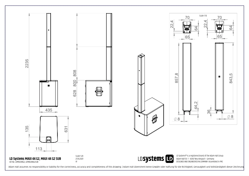 Página 1 del manual Ficha técnica LD Systems Maui 44 G2