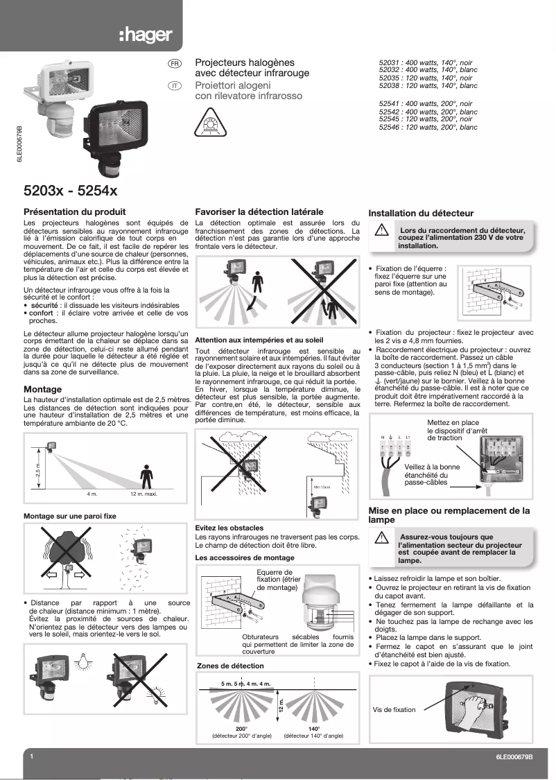 Page n°1 - Manuel utilisateur Hager 52035