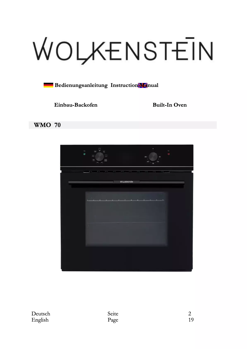 Page n°1 - Manuel utilisateur Wolkenstein WMO 70
