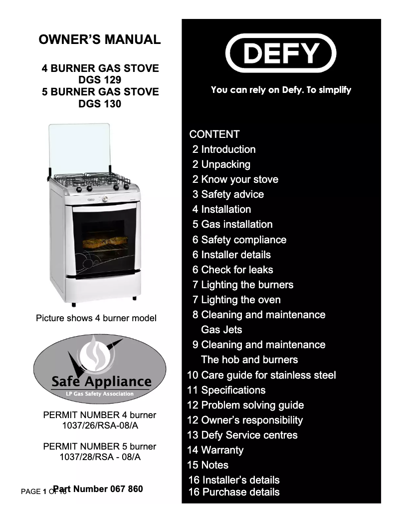 Página 1 del manual Manual de usuario Defy DGS130