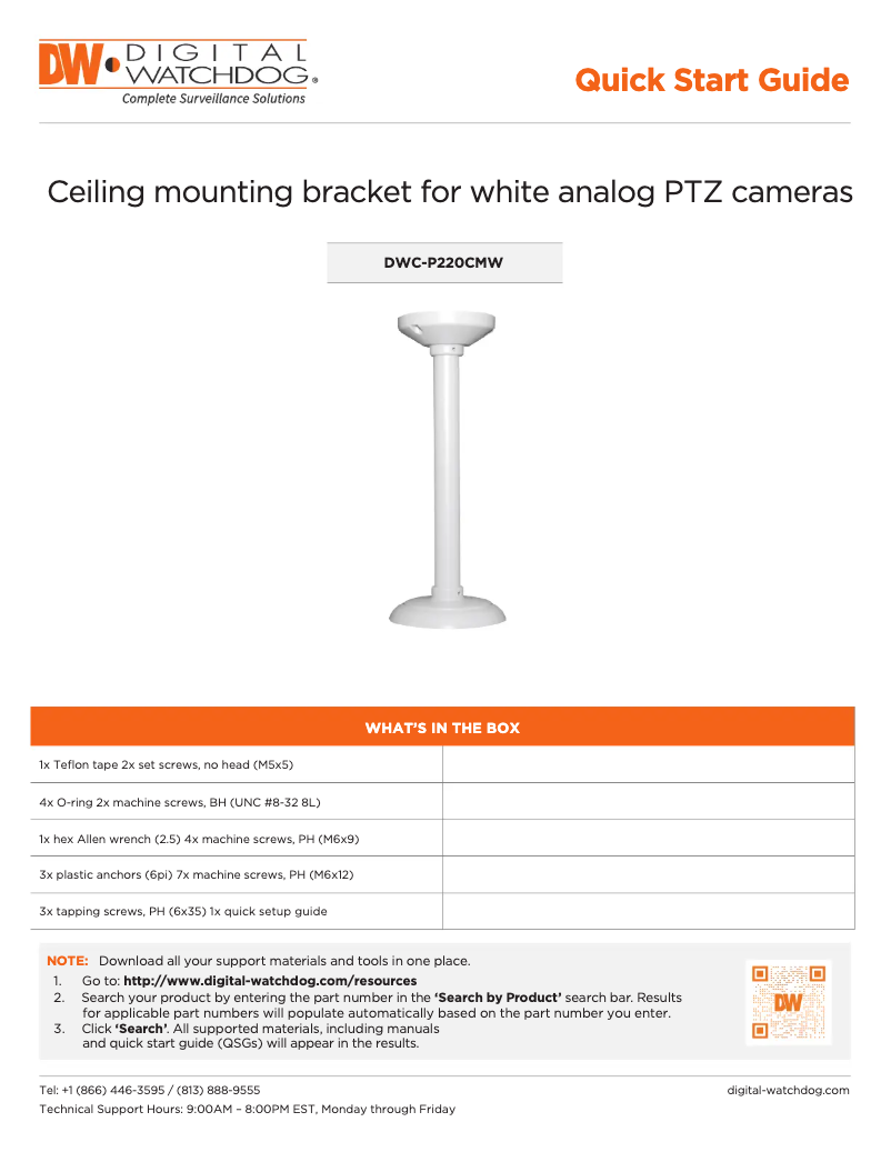 Page n°1 - Manuel utilisateur Digital Watchdog DWC-P220CMW