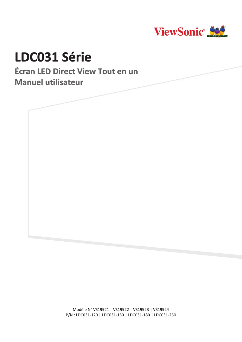 Page n°1 - Manuel utilisateur Viewsonic LDC031-150