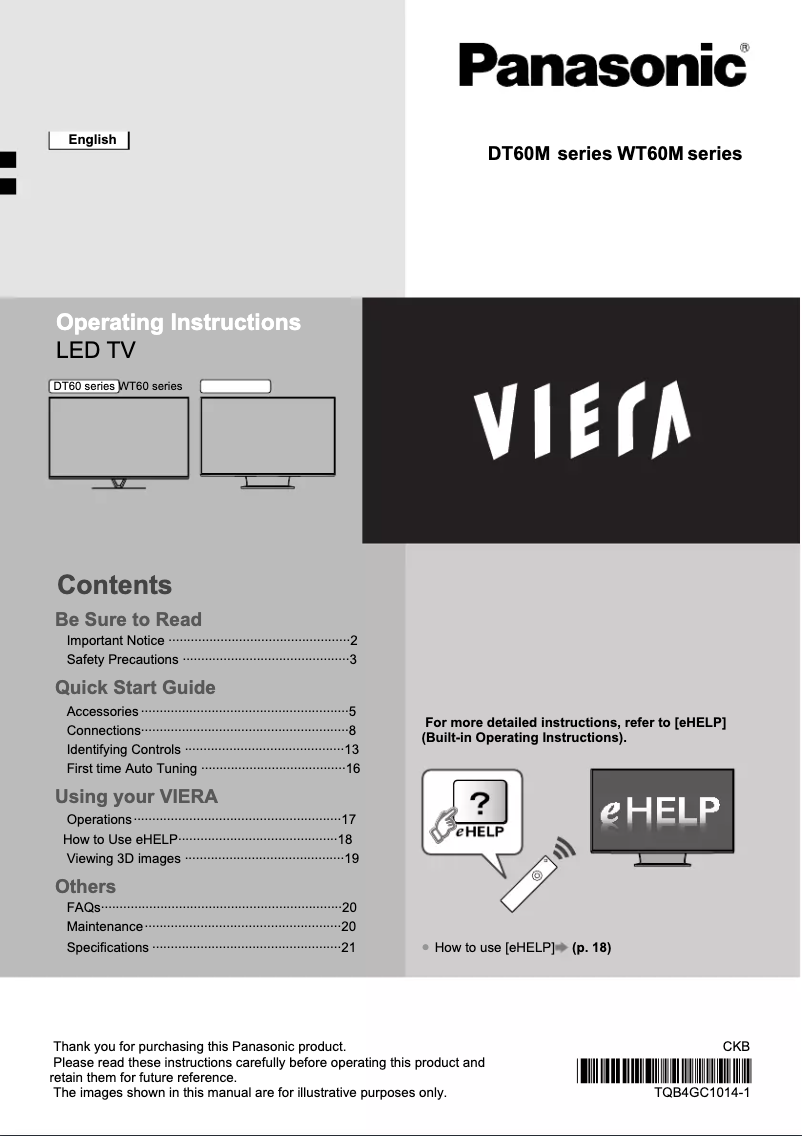 Image de la première page du manuel de l'appareil Viera TH-L55WT60M