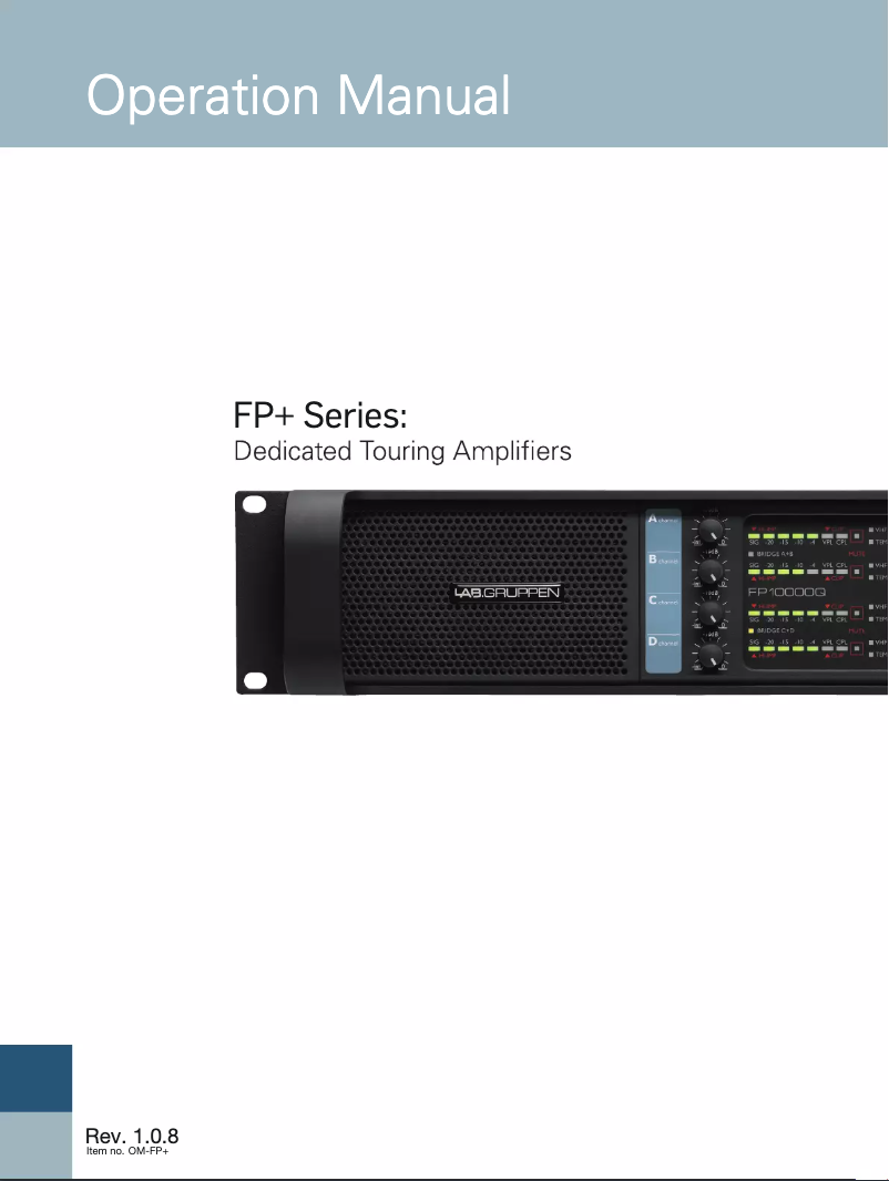 Page 1 de la notice Manuel utilisateur Lab Gruppen FP 7000/SP