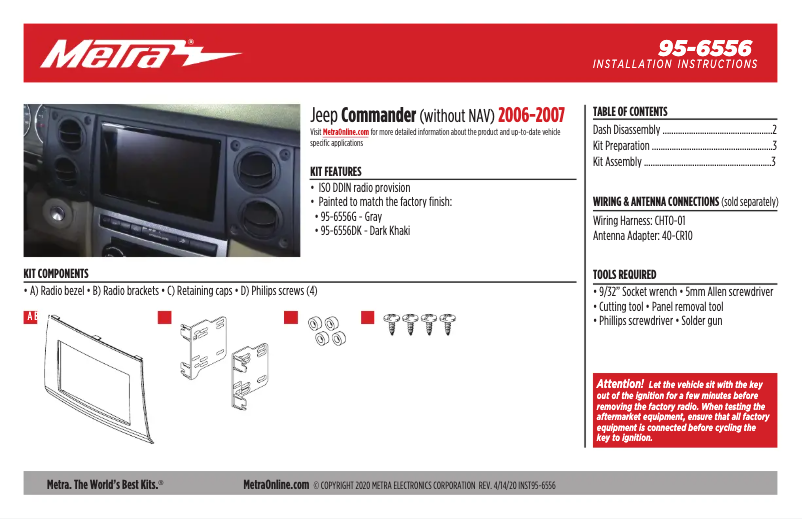Page n°1 - Manuel utilisateur Metra 95-6556