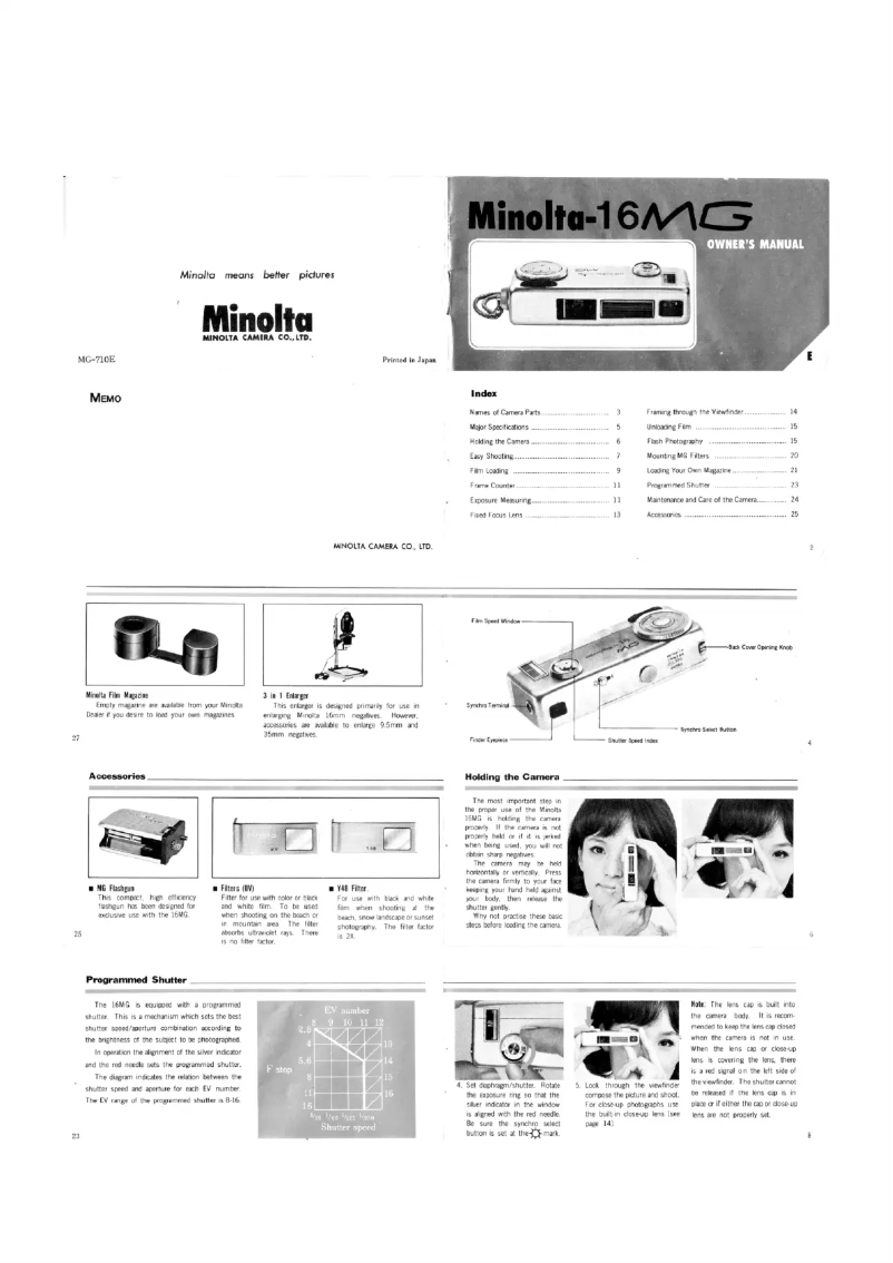 Page 1 of the manual User Manual Konica Minolta 16 MG