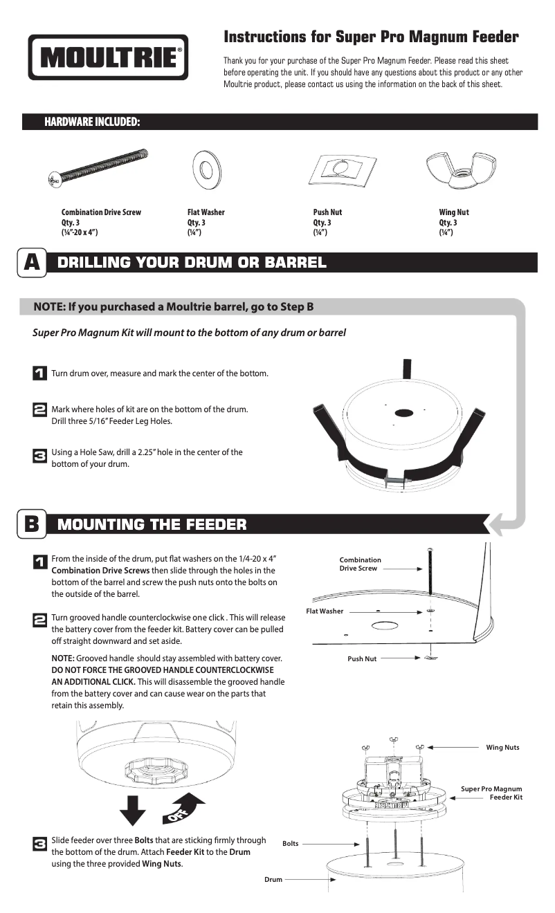 Page 1 de la notice Manuel utilisateur Moultrie Super Pro Magnum Feeder