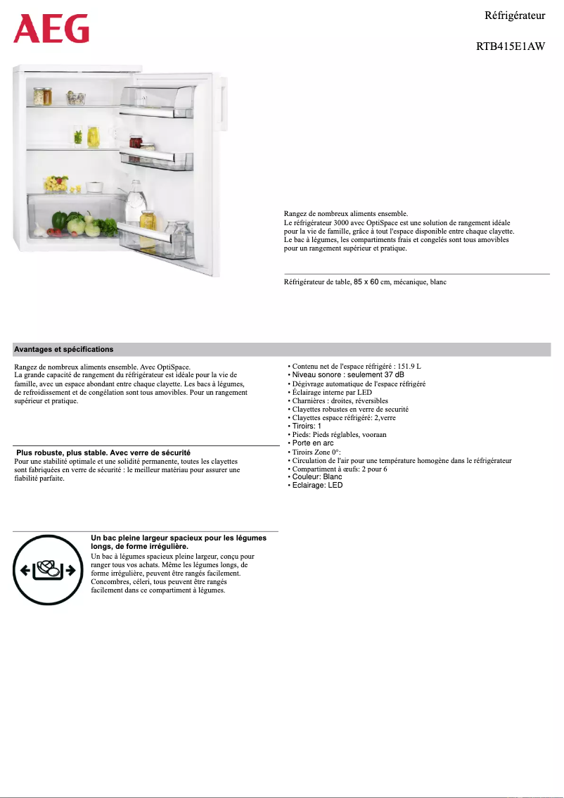 Image de la première page du manuel de l'appareil RTB415E1AW
