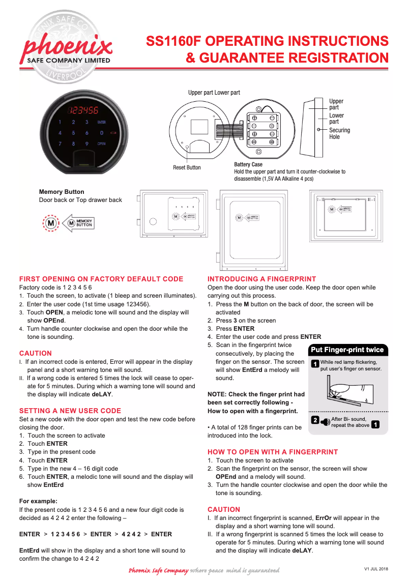 Page 1 de la notice Manuel utilisateur Phoenix SS1164F