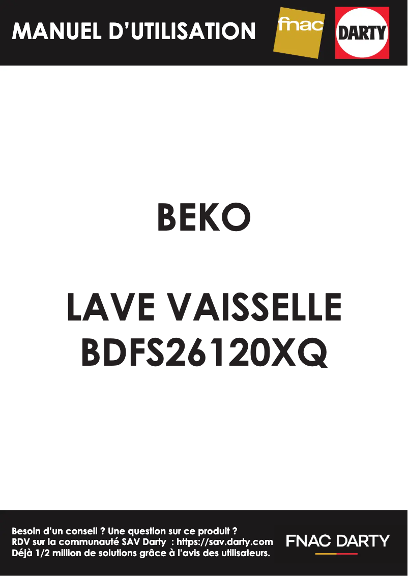 Page 1 de la notice Manuel utilisateur Beko BDFS26120XQ