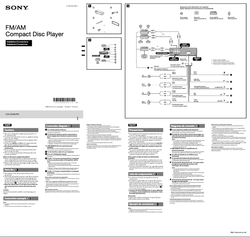 Page 1 de la notice Guide d'installation Sony CDX-GT66UPW
