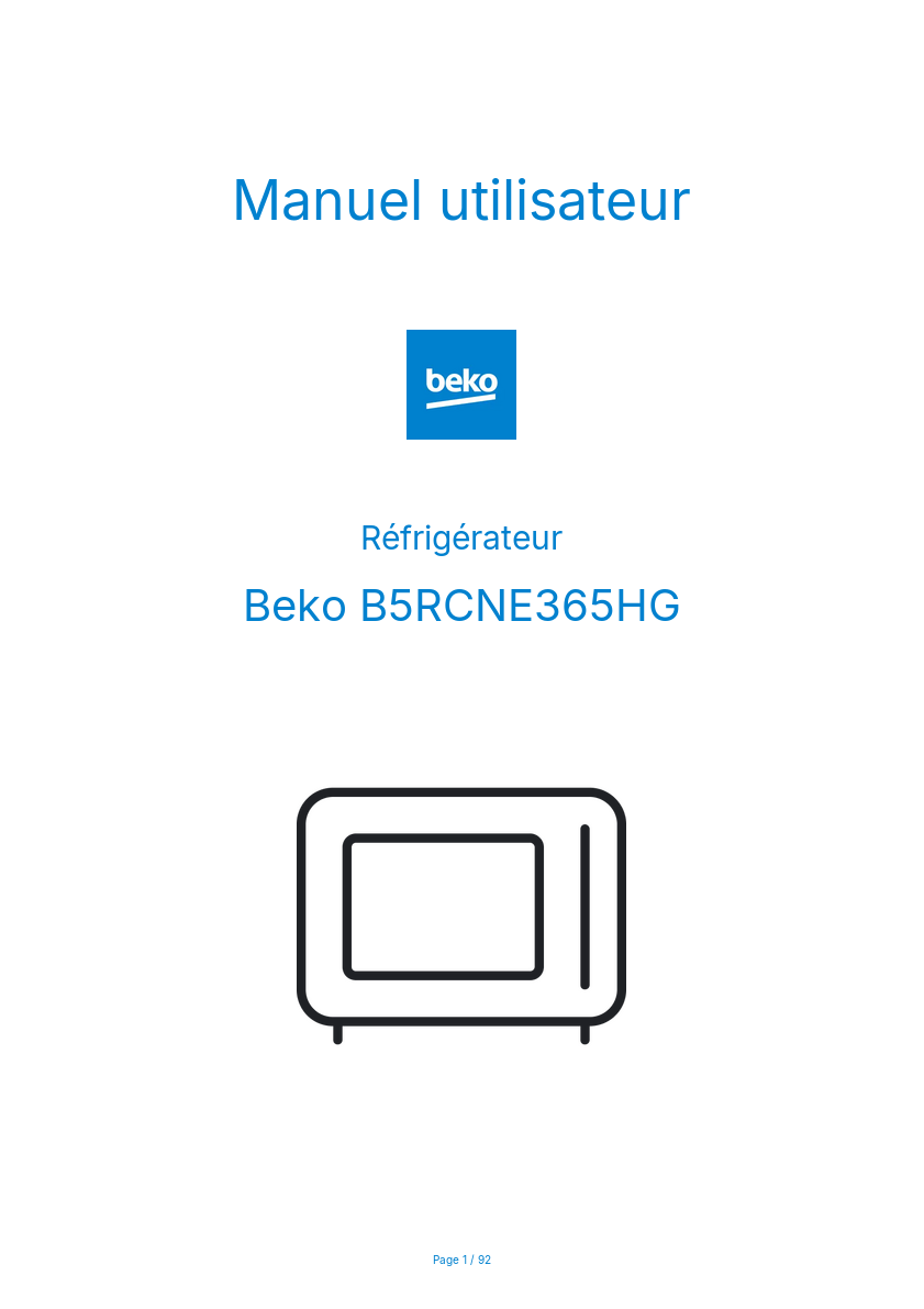 Image de la première page du manuel de l'appareil B5RCNE365HG