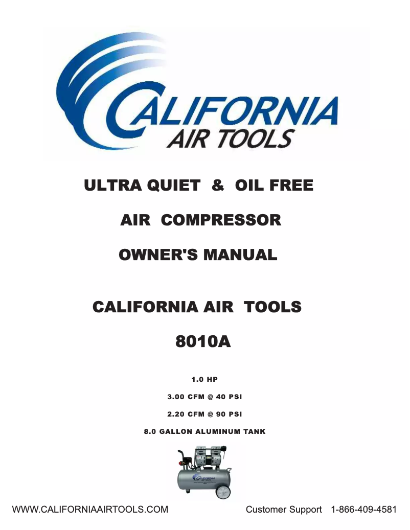 Page 1 de la notice Manuel utilisateur California Air Tools 8010A