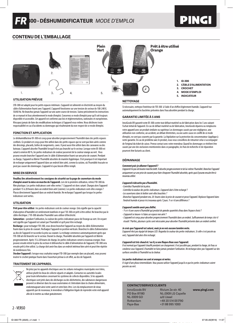 Page n°1 - Manuel utilisateur Pingi I-Dry L
