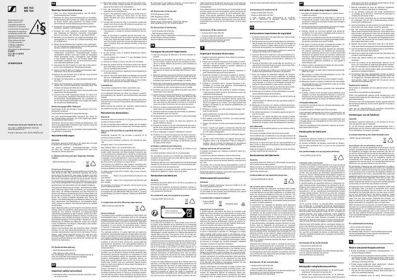 Page n°1 - Instructions de sécurité Sennheiser ME 104-Ant