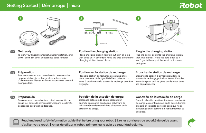 Page 1 de la notice Guide de démarrage rapide iRobot Roomba j8+