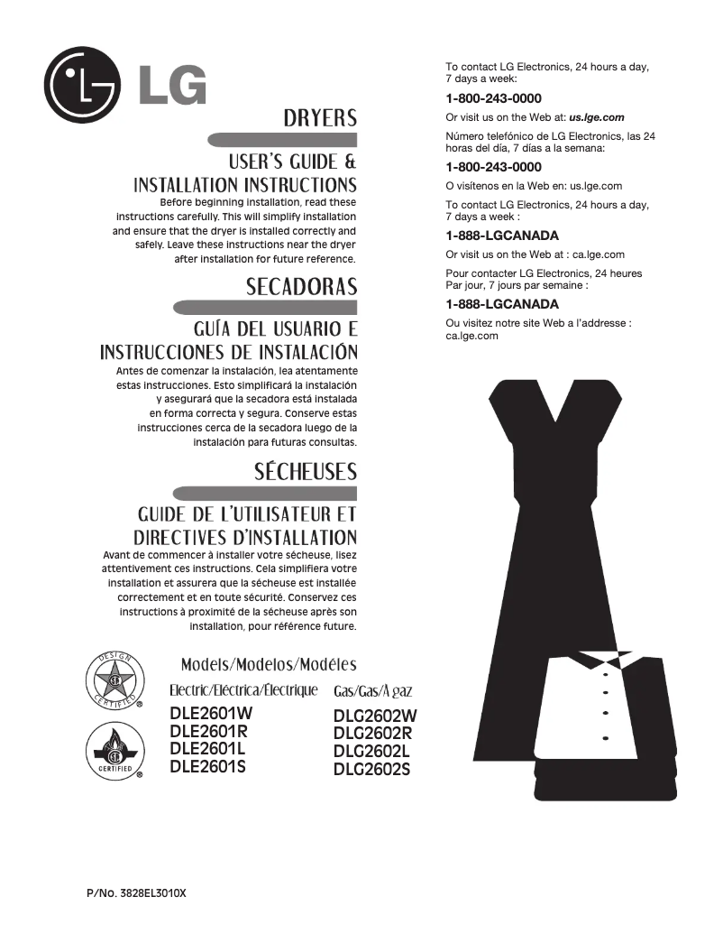 Image de la première page du manuel de l'appareil DLE2601W