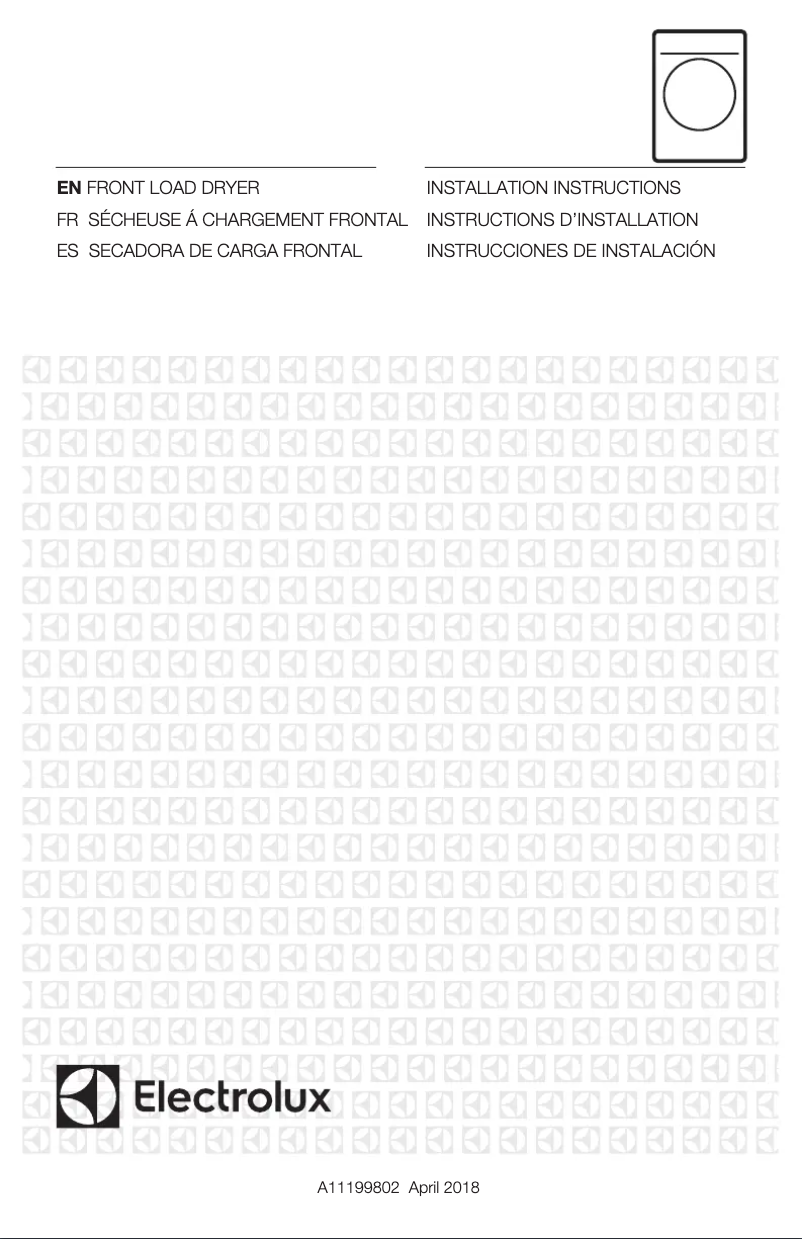 Page 1 de la notice Guide d'installation Electrolux EFME627UTT