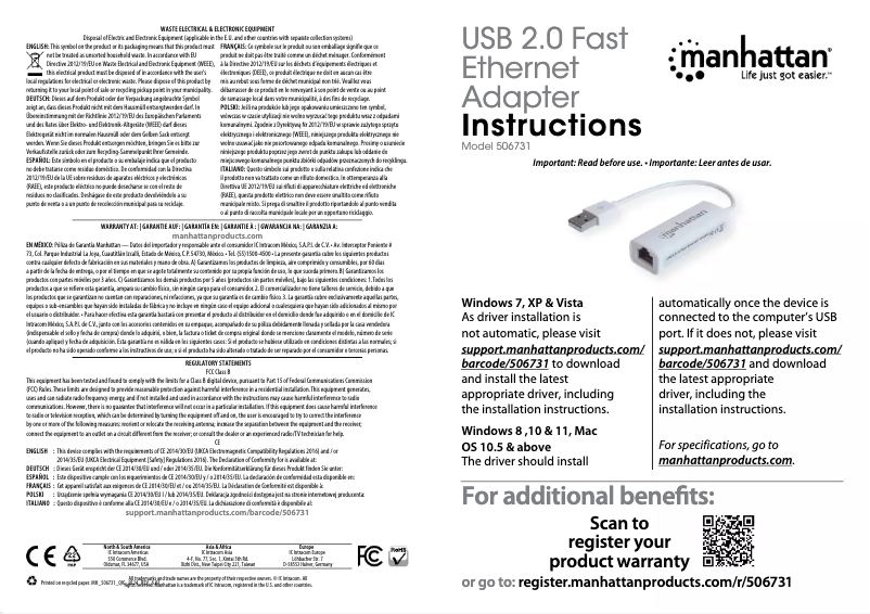 Page 1 de la notice Manuel utilisateur Manhattan 506731