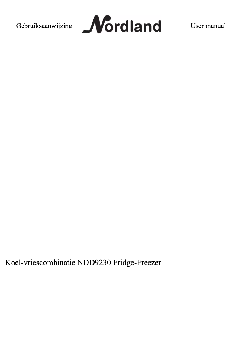 Page n°1 - Manuel utilisateur Nordland NDD 9230