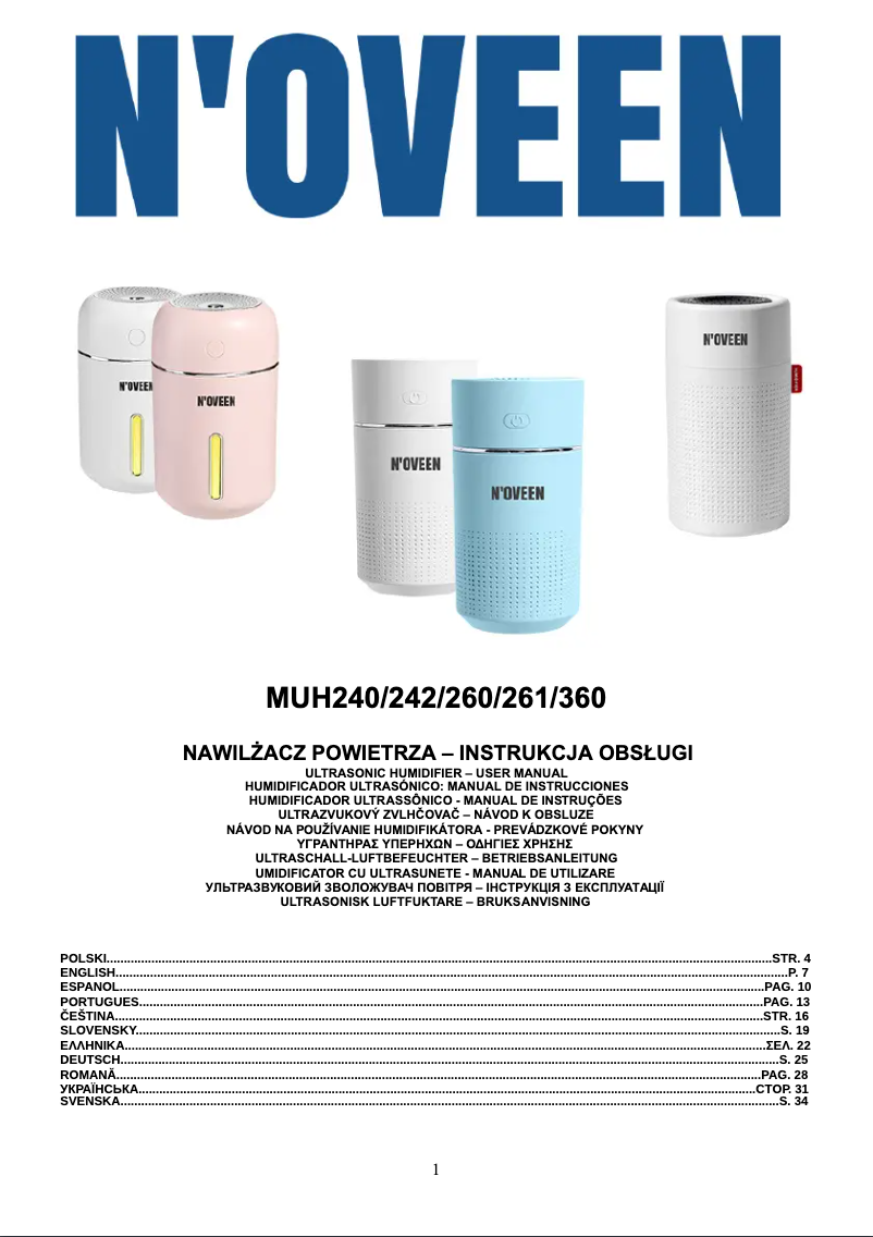 Page n°1 - Manuel utilisateur N'oveen MUH242