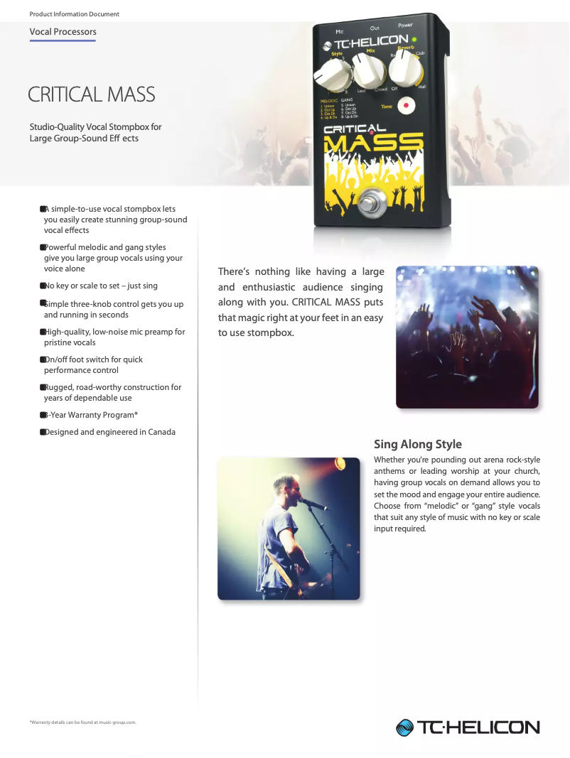 Page n°1 - Fiche technique TC Helicon Critical Mass