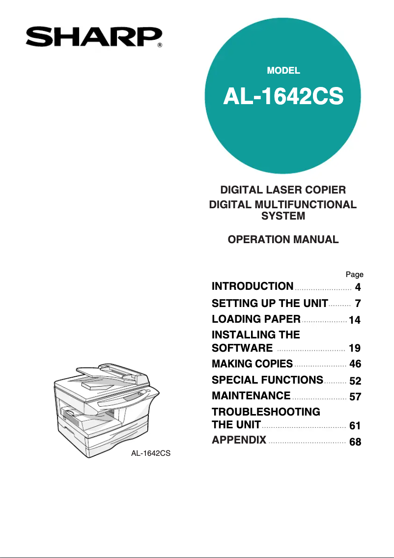 Image de la première page du manuel de l'appareil AL-1642CS