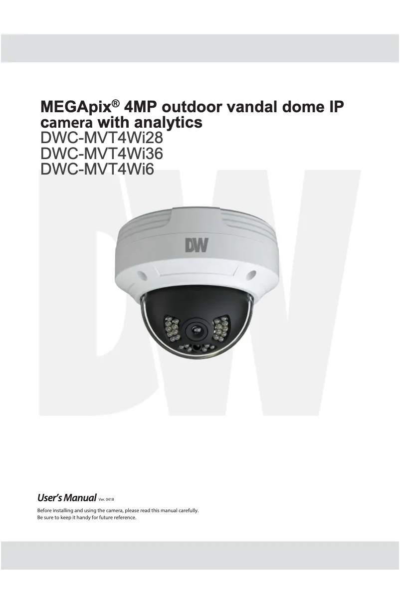 Page n°1 - Manuel utilisateur Digital Watchdog MegaPix DWC-MVT4Wi6