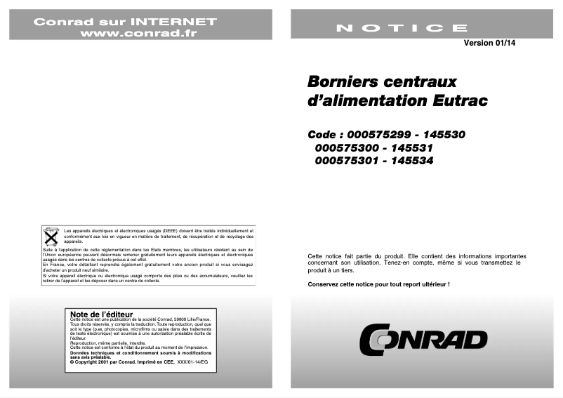 Page 1 de la notice Manuel utilisateur Eutrac 145534