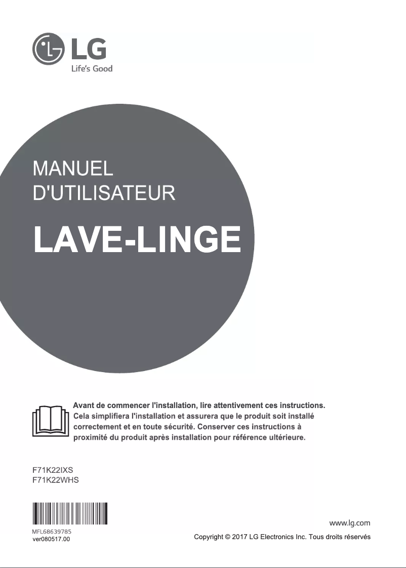 Image de la première page du manuel de l'appareil F71K22WHS