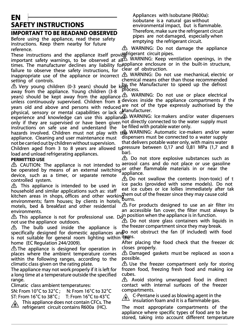 Page 1 de la notice Instructions de sécurité Bauknecht GKN 17G4 WS 2