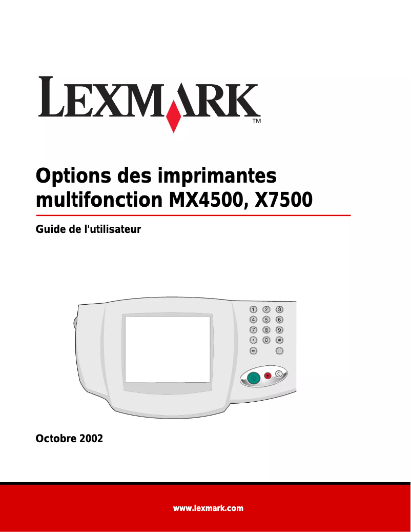 Page 1 de la notice Manuel utilisateur Lexmark X4500