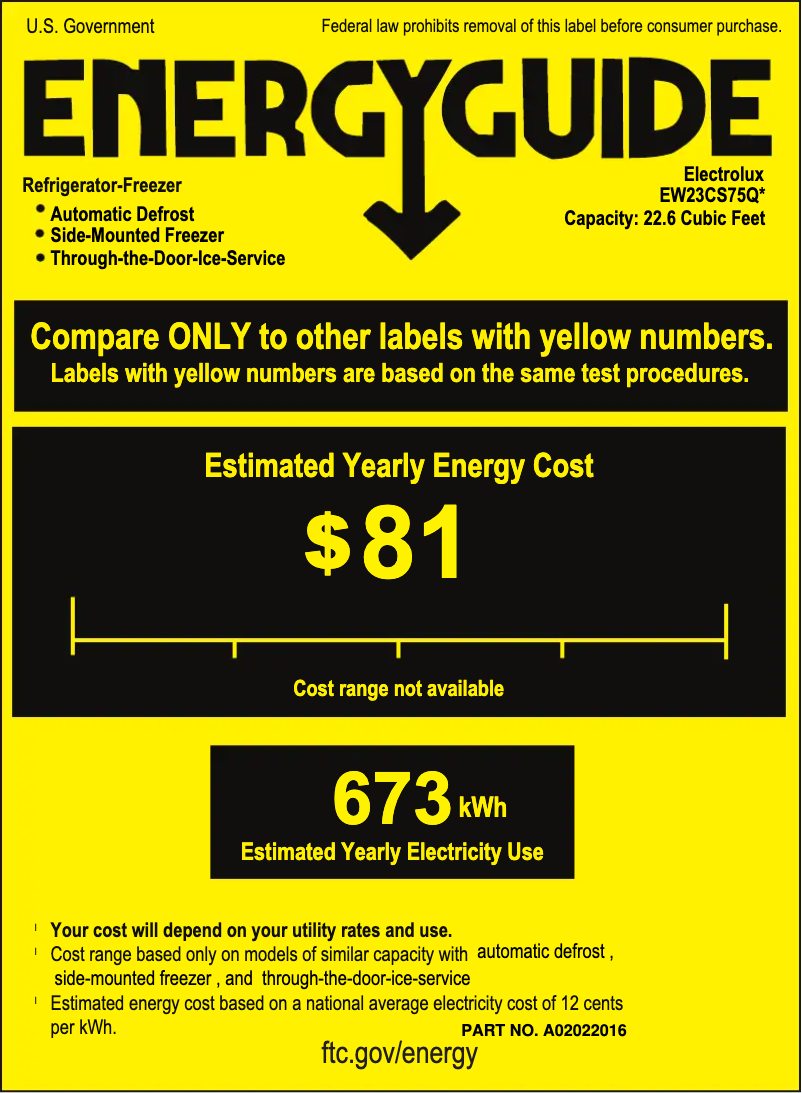 Page n°1 - Label énergétique Electrolux EW23CS75Q