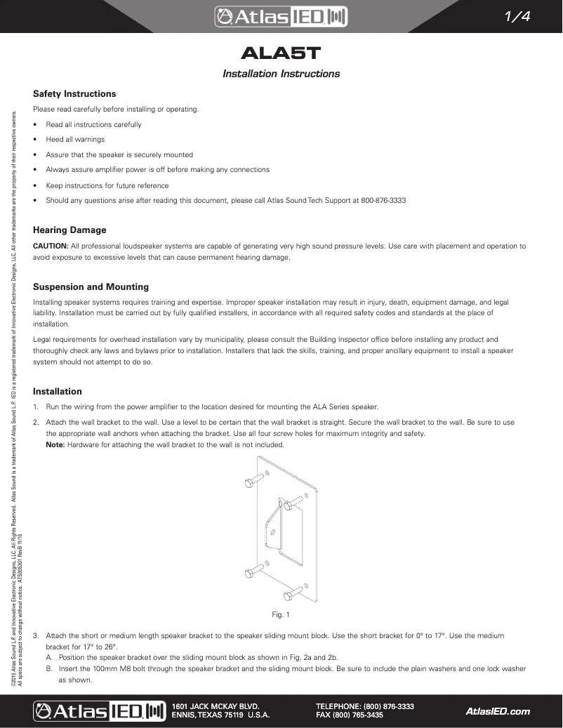 Page n°1 - Manuel utilisateur Atlas ALA5T