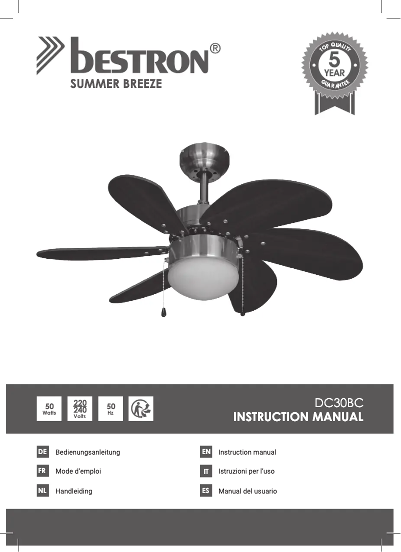 Image de la première page du manuel de l'appareil Summer Breeze DC30BC