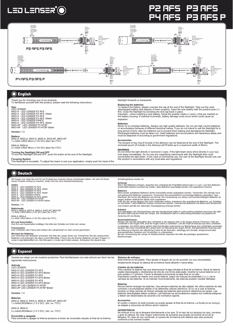 Imagen de la primera página del manual del dispositivo P3 Speed Focus