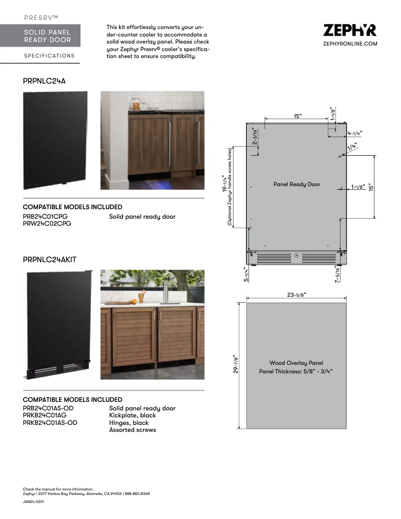 Page 1 de la notice Fiche technique Zephyr Presrv PRW24C02CPG
