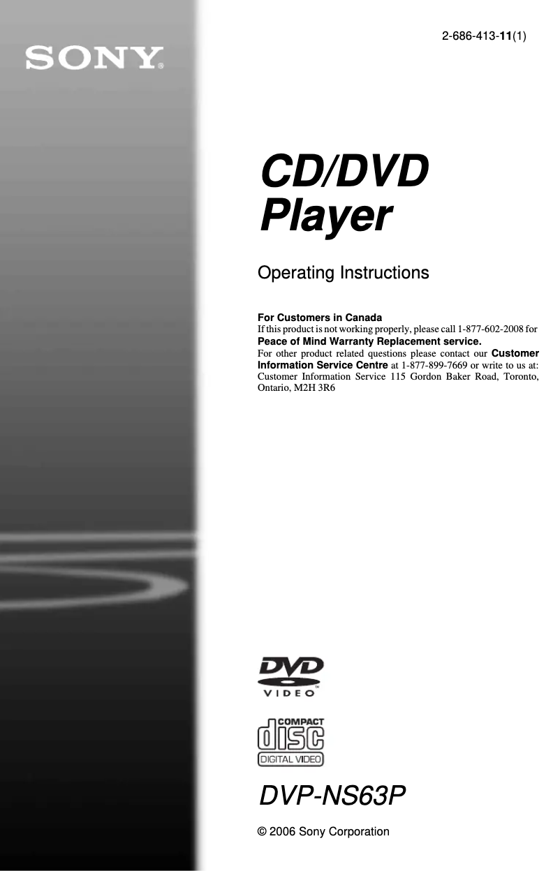 Page n°1 - Manuel utilisateur Sony DVP-NS63P