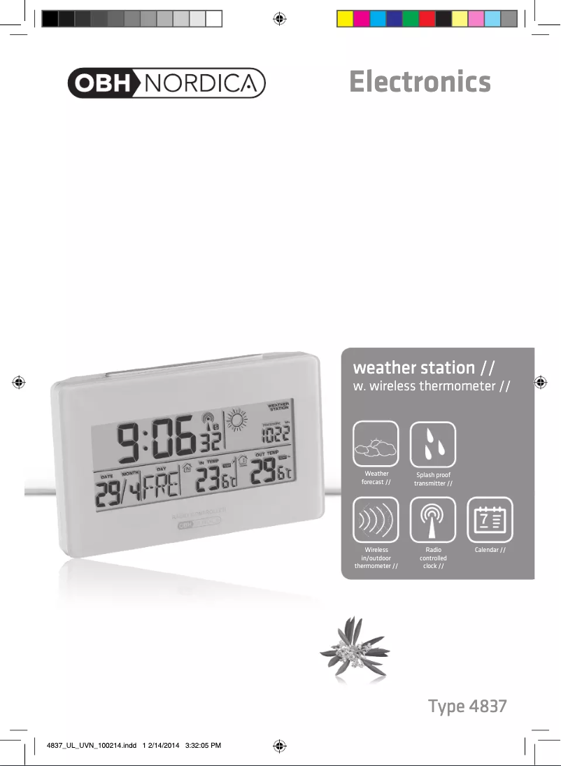 Page 1 de la notice Manuel utilisateur OBH Nordica 4837