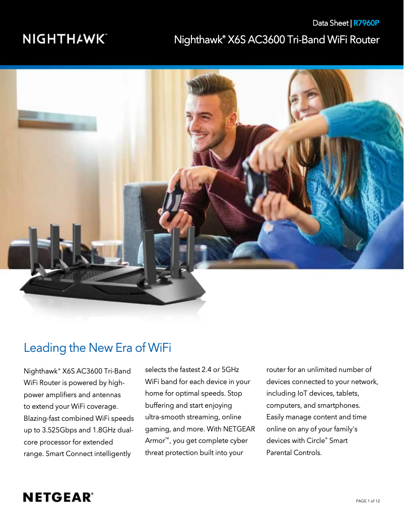 Page 1 de la notice Fiche technique Netgear Nighthawk X6S R7960P