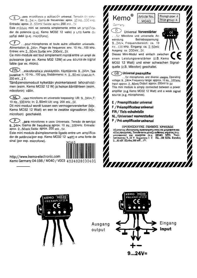 Page 1 de la notice Manuel utilisateur Kemo M040N