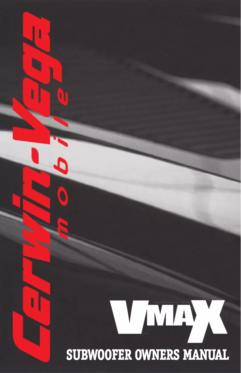 Page 1 de la notice Manuel utilisateur Cerwin-Vega VMAX124