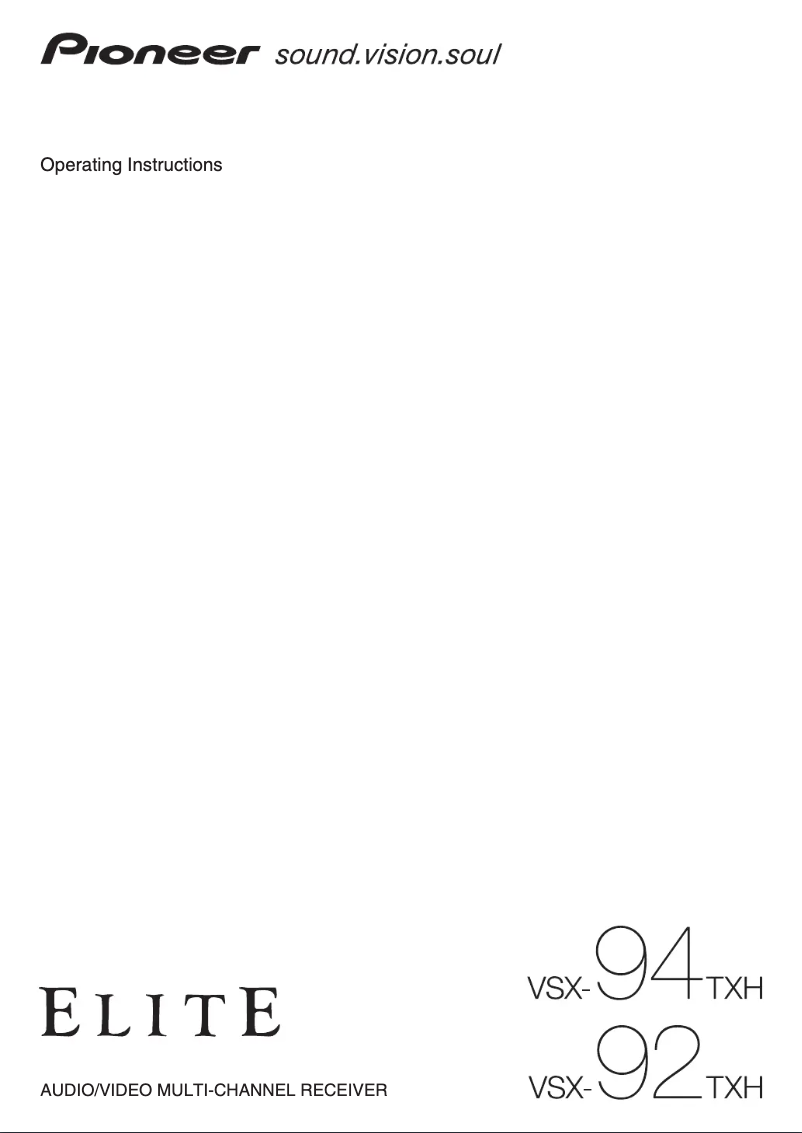 Page n°1 - Manuel utilisateur Pioneer Elite VSX-94TXH