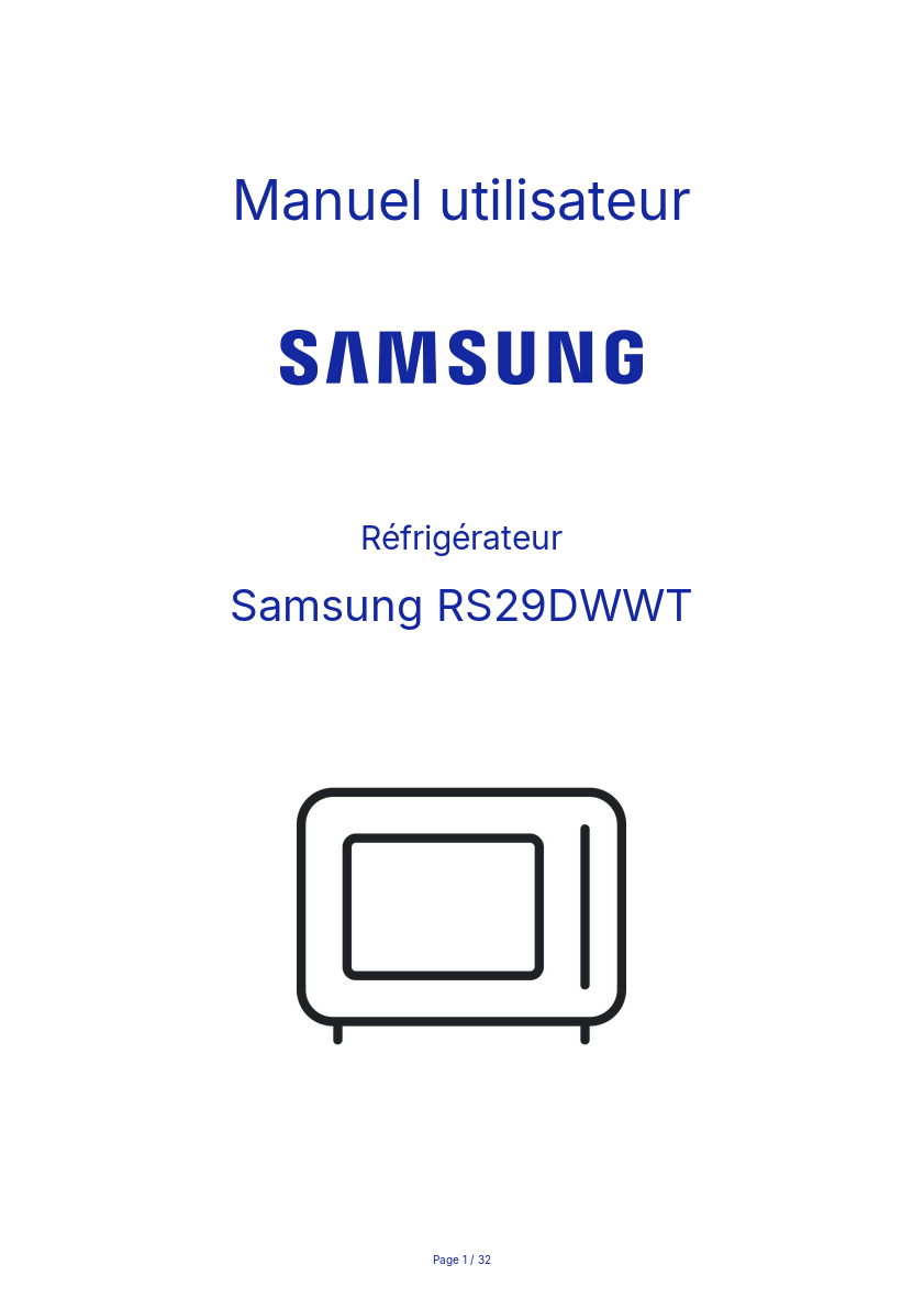 Page n°1 - Manuel utilisateur Samsung RS29DWWT