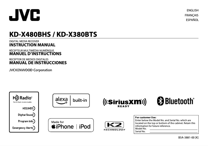 Page n°1 - Manuel utilisateur JVC KD-X480BHS