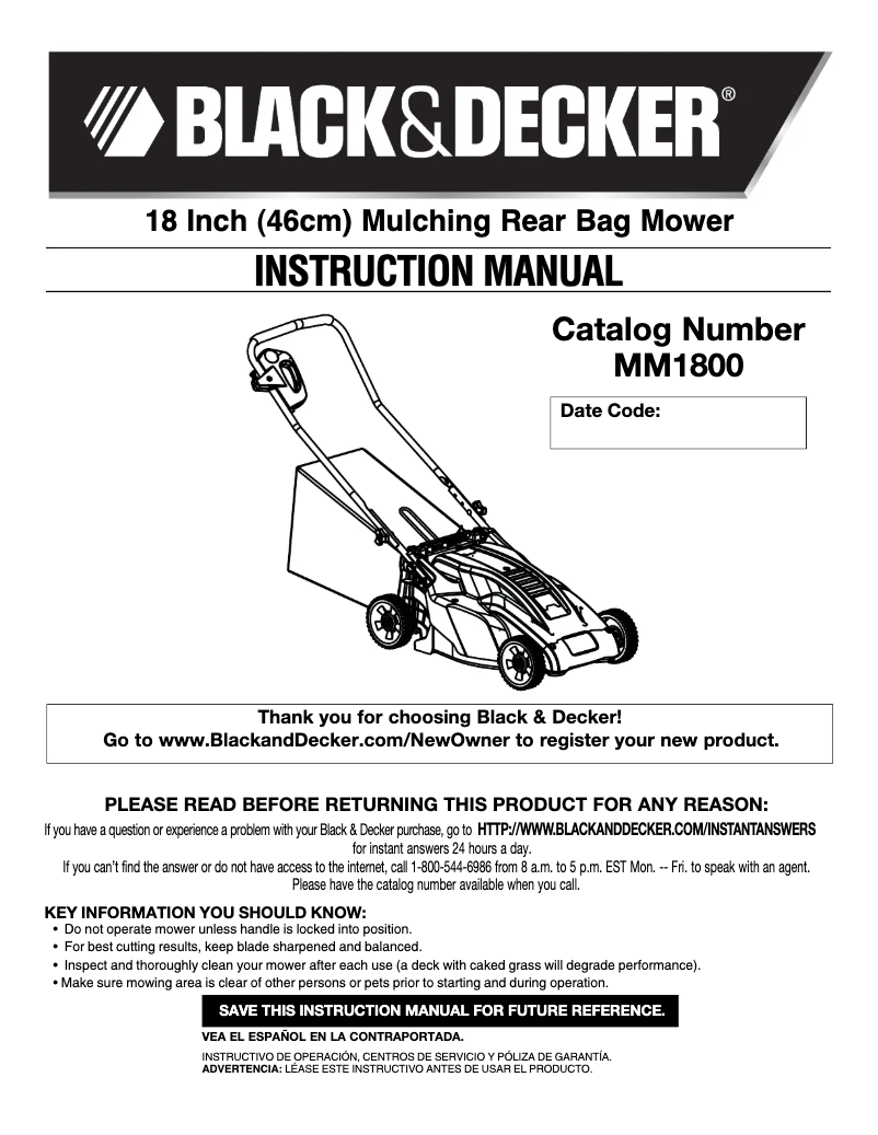 Page n°1 - Manuel utilisateur Black & Decker MM1800