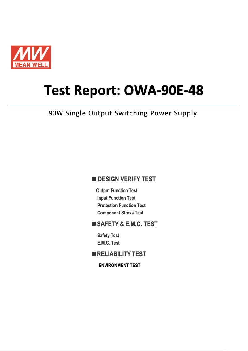 Page 1 de la notice Fiche technique Mean Well OWA-90E-48