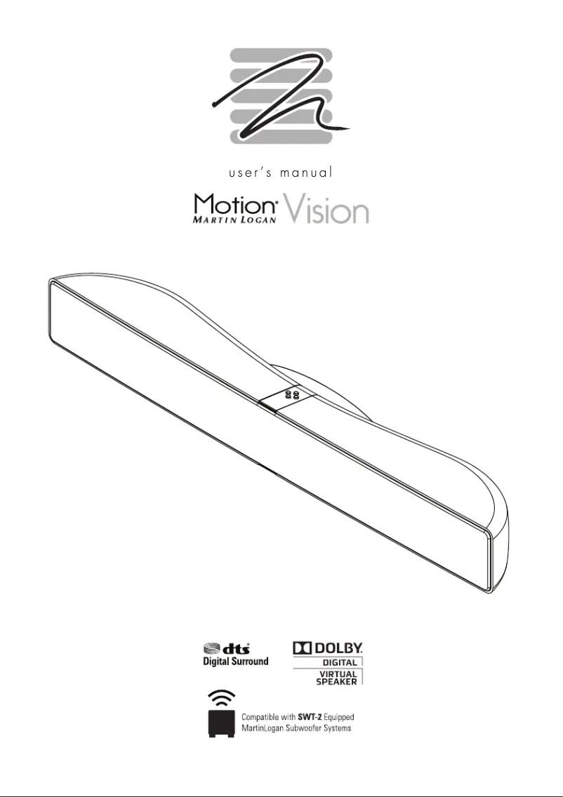 Page 1 de la notice Manuel utilisateur Martin Logan Motion Vision